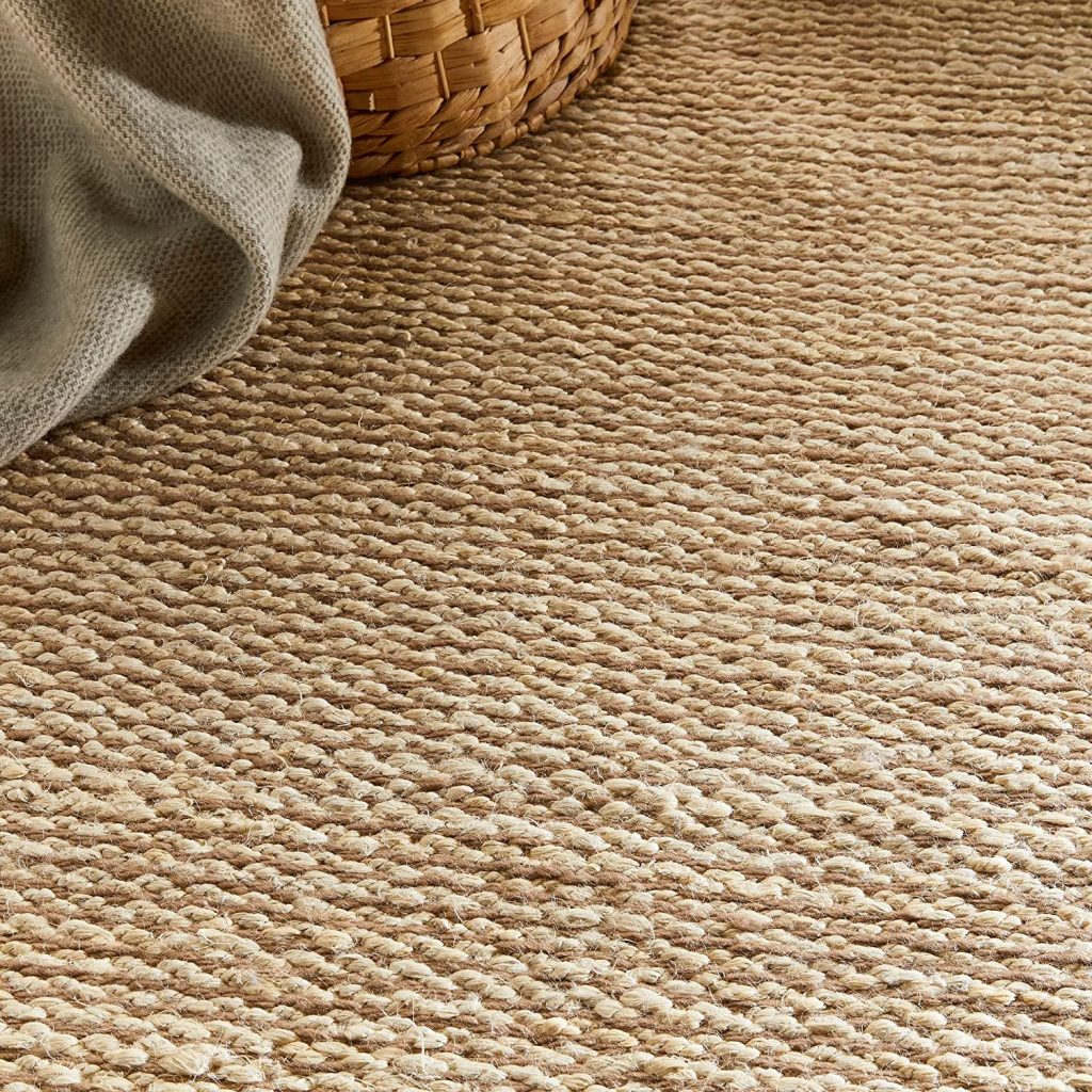 Jute Natural Fibre Rug Hand Made Braid Stitched Plain Tasseled Bedroom